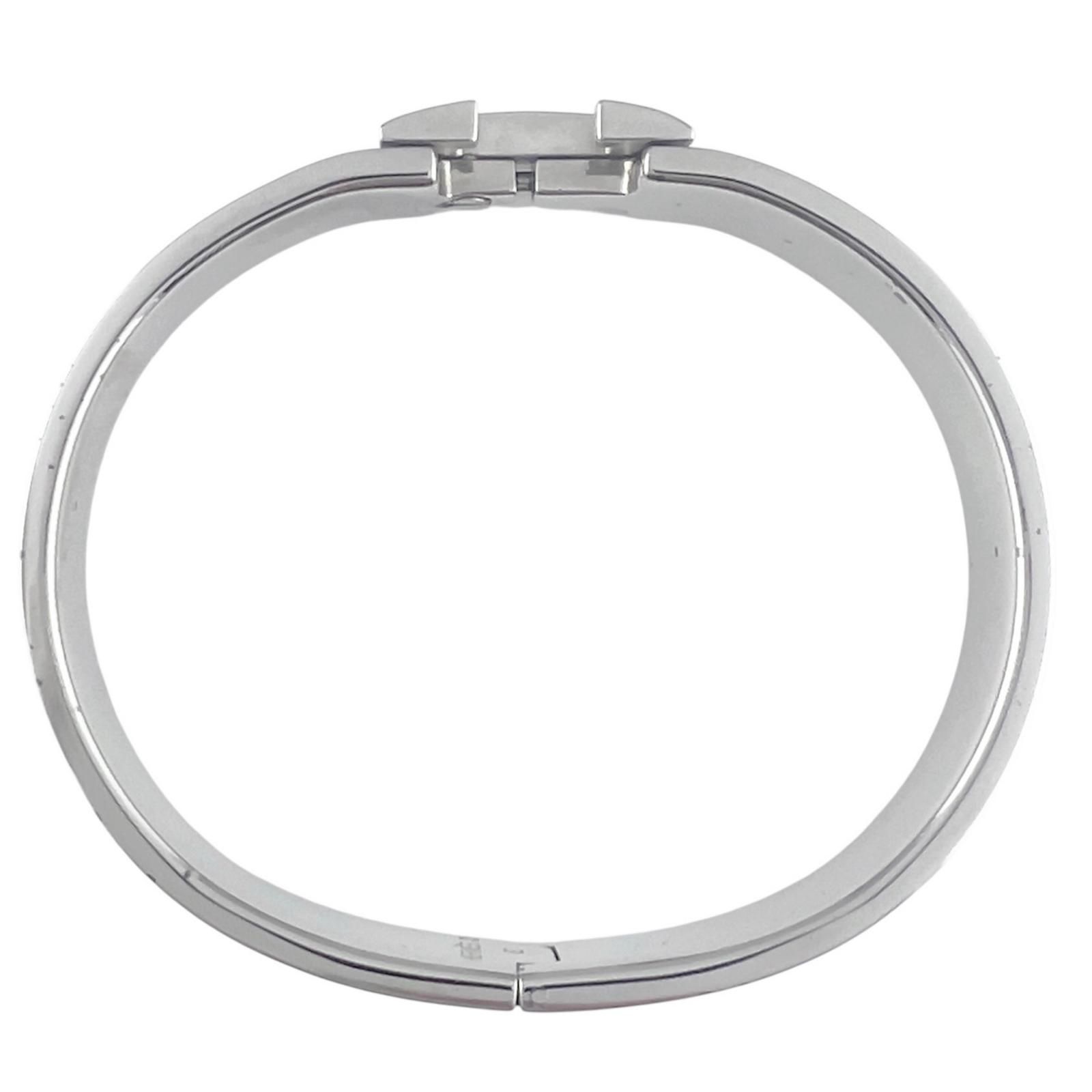 新着】HERMES クリックH GP、エナメル ライトブルー バングル シルバー