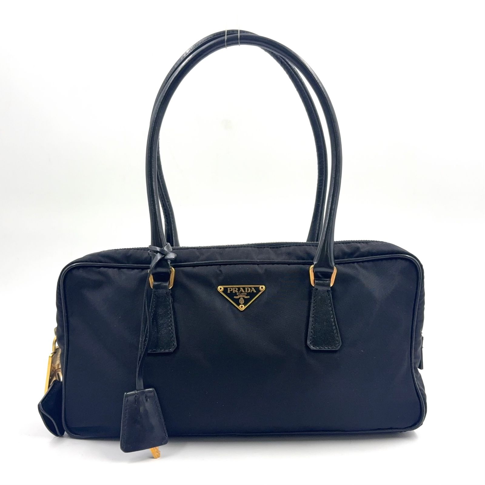 新着】PRADA テスートナイロン 三角ロゴプレート レザー、ナイロン 