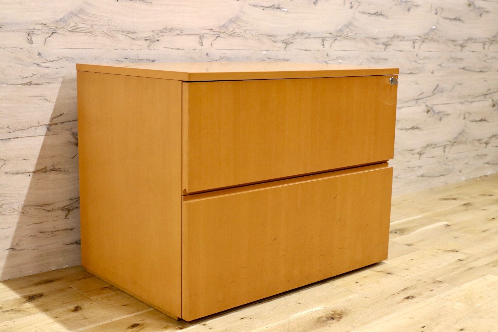 GMJH225E○Herman Miller / ハーマンミラー TSC-F-3-D ビーチ デスクキャビネット ラテラルファイル 二段引き出し オフィス ヴィンテージ