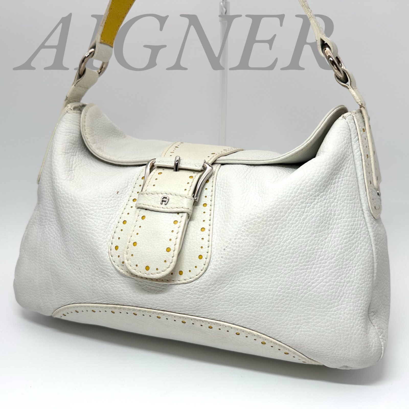 AIGNER アイグナー　レザー　ワンショルダーバッグ　ハンドバッグ　肩がけ B5764】 AIGNER アイグナー ワンショルダーバッグ レザー シボ革