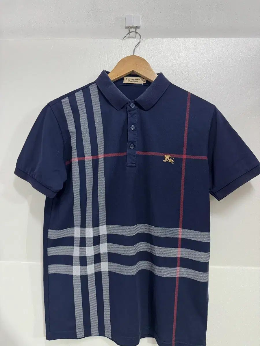 バーバリー チェック 半袖 カラーTシャツ ネイビー