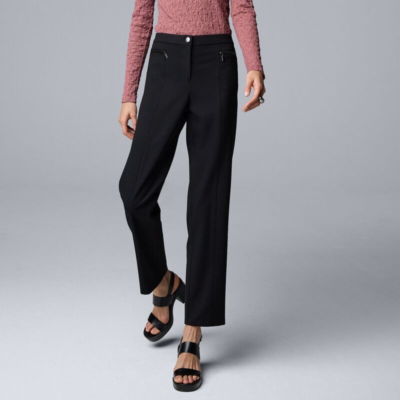 ヴェラウォン レディース ボトムス カジュアルパンツ Womensimply Vera Wang Mid Rise Slim Ponte Pants Black ブラック