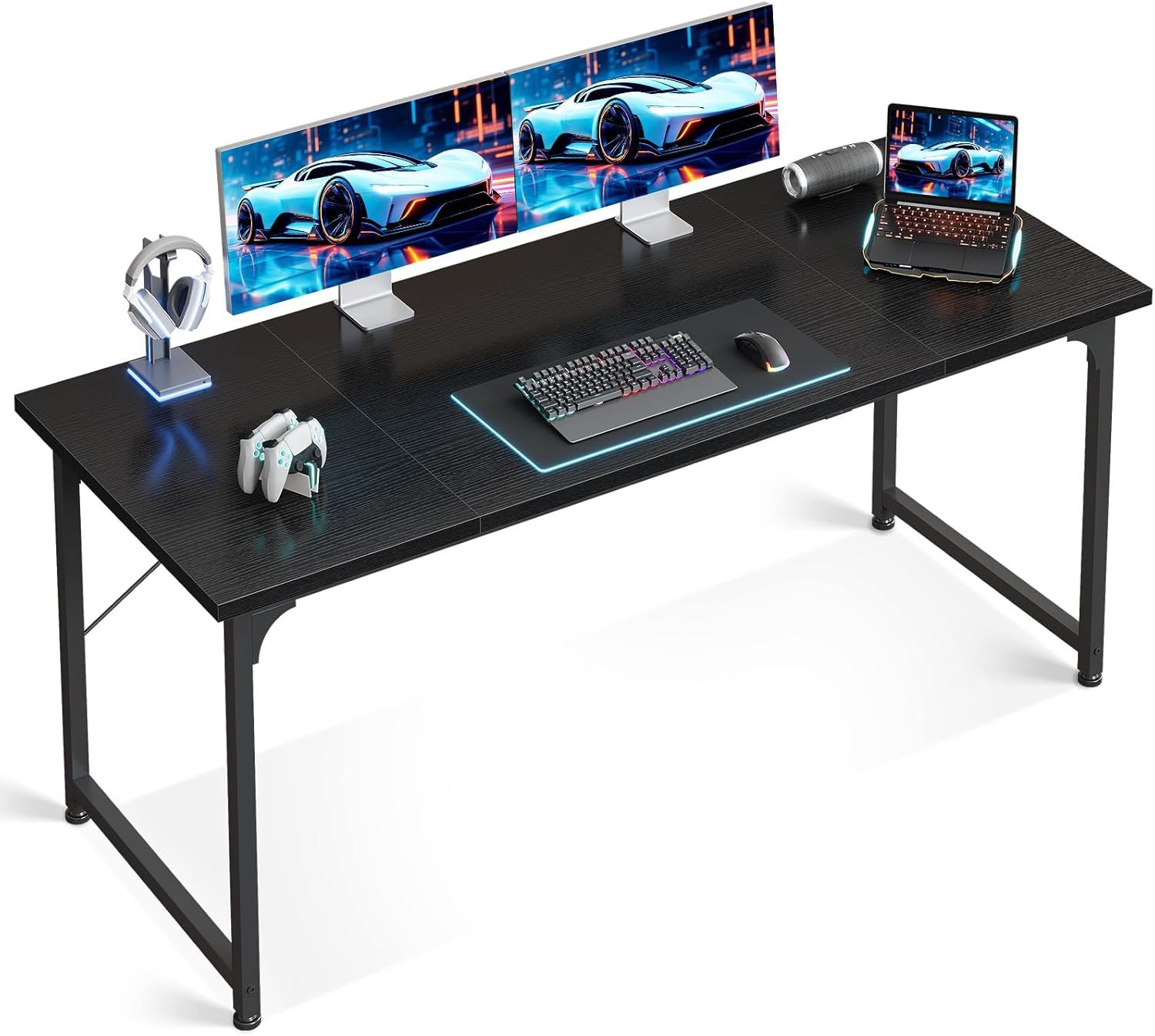 AODK デスク ゲーミングデスク 机 pcデスク 幅160cm パソコンデスク ゲームデスク computer desk オフィスデスク 学習机 在宅ワーク おしゃれ 組立簡単 ブラック
