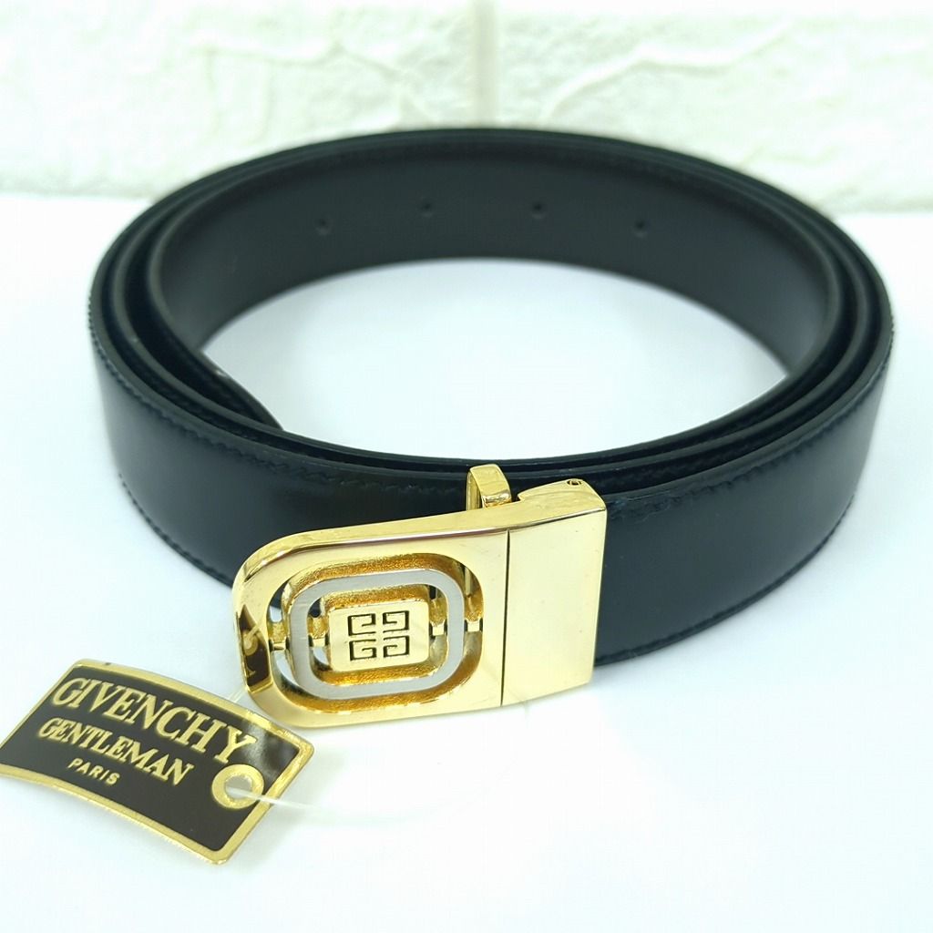 【未使用】GIVENCHY ベルト ブラック ゴールド　ジバンシー　イタリア GIVENCHY ジバンシー ベルト レザー ブラック ゴールド 4Gロゴ