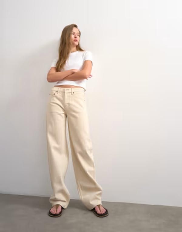 トップショップ レディース ボトムス デニムパンツ ローライズ ジーンズ Topshop Cinch low rise relaxed jeans inatural NATURAL