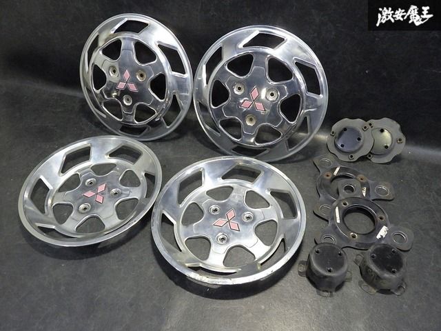 【激レア！即発送】三菱ふそう 純正 キャンター ブラケット付き メッキ ホイールカバー ホイールキャップ 3穴 4枚 1台分
