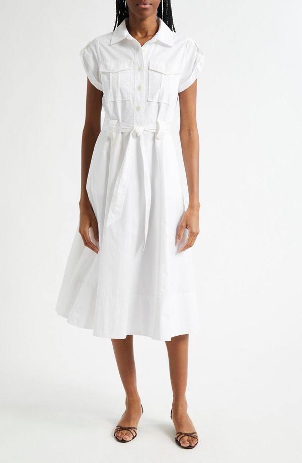 デレクラムテンクロスバイ レディース トップス ワンピース シャツ Derek Lam 10 Crosby Kayla Belted Shirtdress White ホワイト