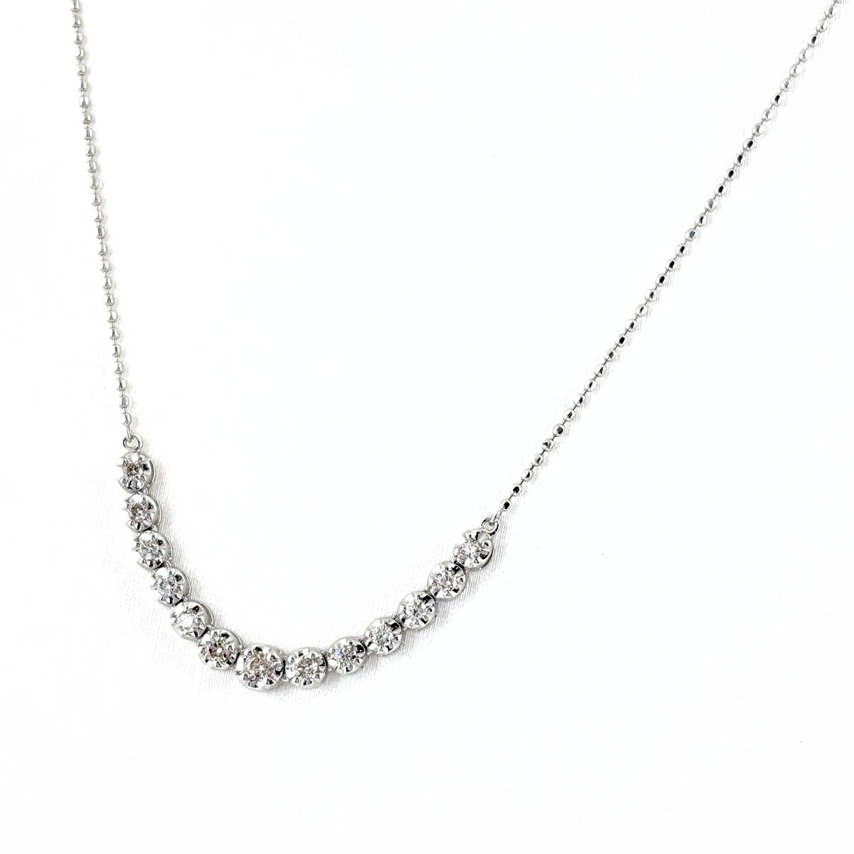 メレダイヤ デザインネックレス WG ホワイトゴールド ペンダント ネックレス K18 WG ダイヤモンド レディース 【中古】