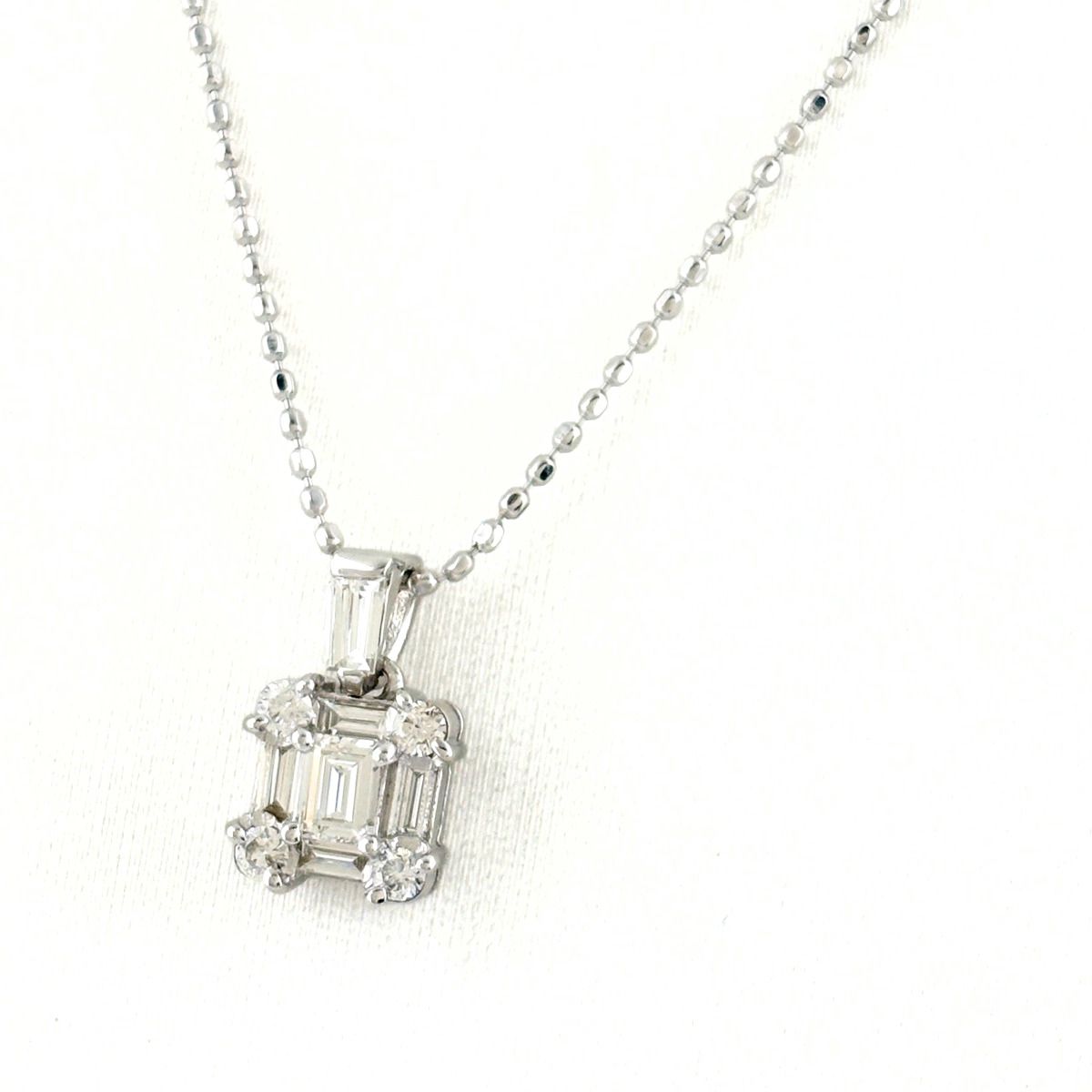 メレダイヤ デザインネックレス WG ホワイトゴールド ペンダント ネックレス K18 WG ダイヤモンド レディース 【中古】