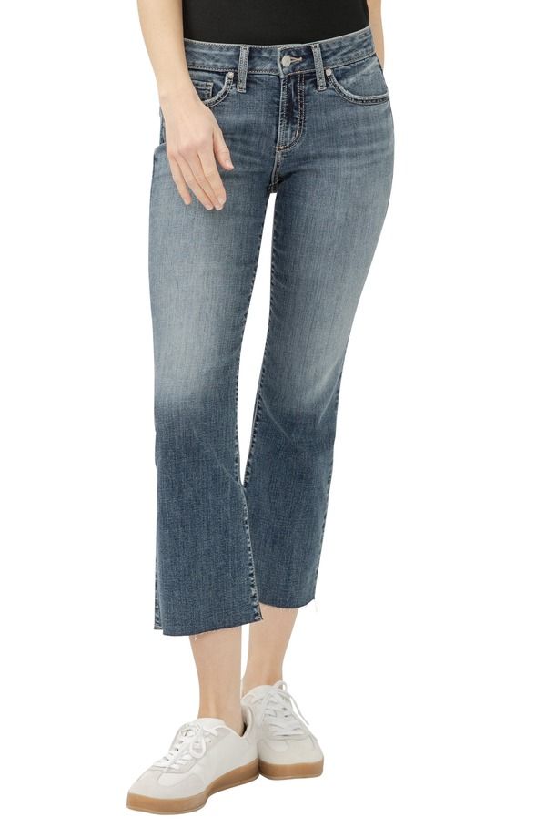 シルバー ジーンズ レディース ボトムス デニムパンツ Silver Jeans Co Suki Curvy Raw Hemid Rise Kick Flare Jeans Glory