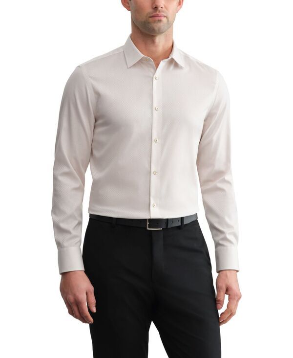 カルバンクライン メンズ トップス シャツ スリムフィット コットン Calvin Klein Refined Cotton Stretch Menslim Fit Dresshirtaupe トープ