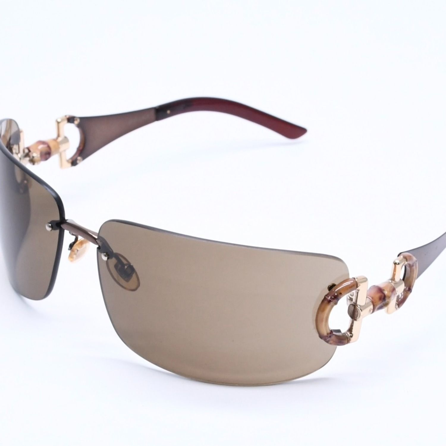 【レア物】GUCCI ゴールドサングラス リムレス　ケース付　GG2801/S GUCCI グッチ サングラス アイウェア ゴールド金具 ホースビット金具