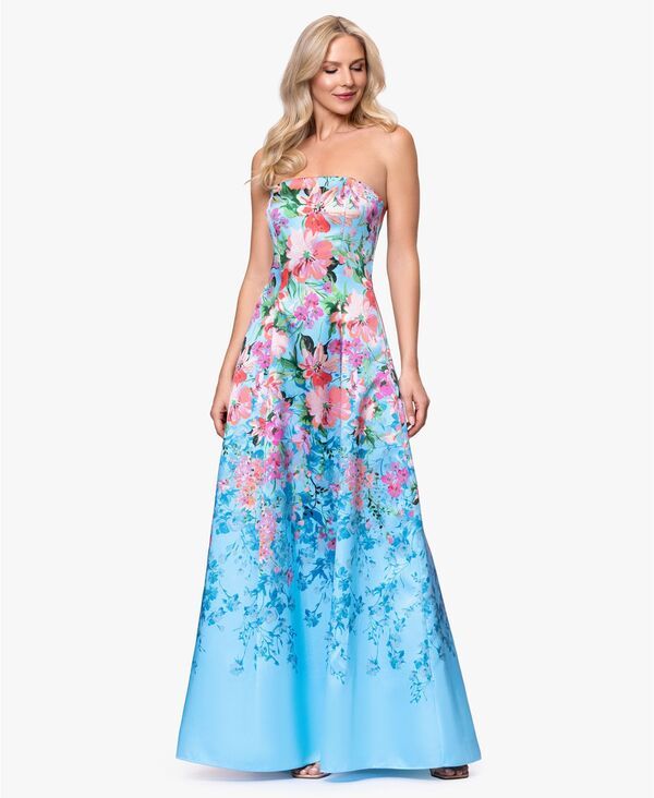 ベッツィアンドアダム レディース トップス ワンピース フラワー柄 プリント ストラップレス フラワー Betsy Adam Womens Floral Print Strapless Ball Go