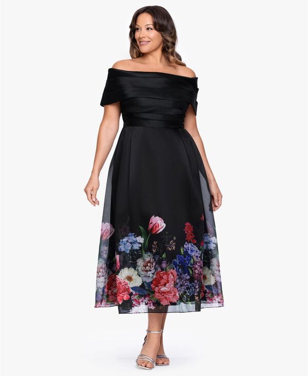 ベッツィアンドアダム レディース トップス ワンピース フラワー柄 プリント フラワー Betsy Adam Womens OffTheShoulder Floral Print Dress Blac