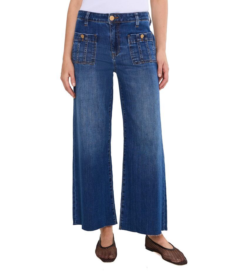 カットフロムザクロス レディース ボトムス デニムパンツ ワイドレッグ Kut From The Kloth Meg HighRise Front Patch Pockets Wide Leg Raw