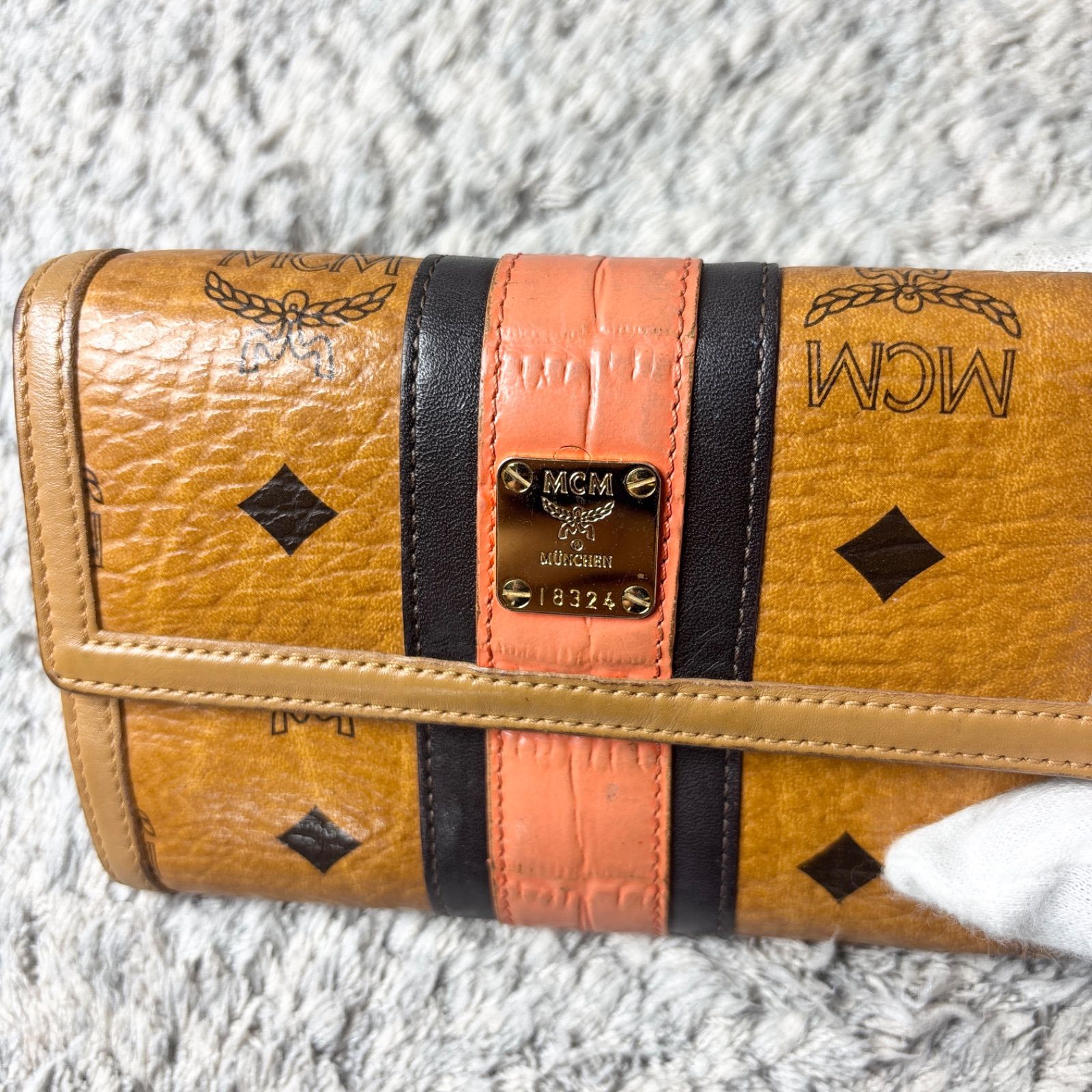 MCM エムシーエム 三つ折り財布 ヴィセトス柄 ストライプ ミディアム