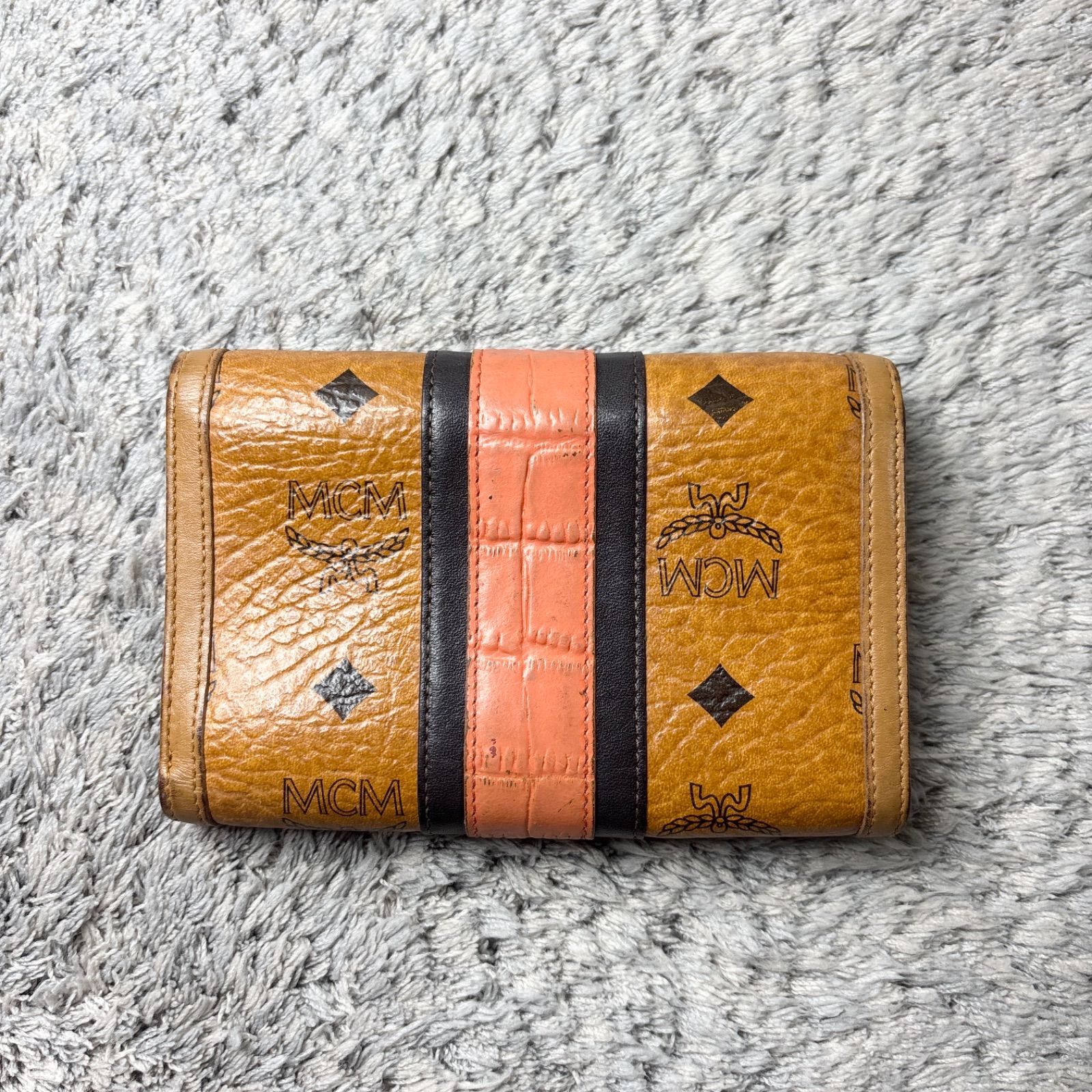 MCM エムシーエム 三つ折り財布 ヴィセトス柄 ストライプ ミディアム