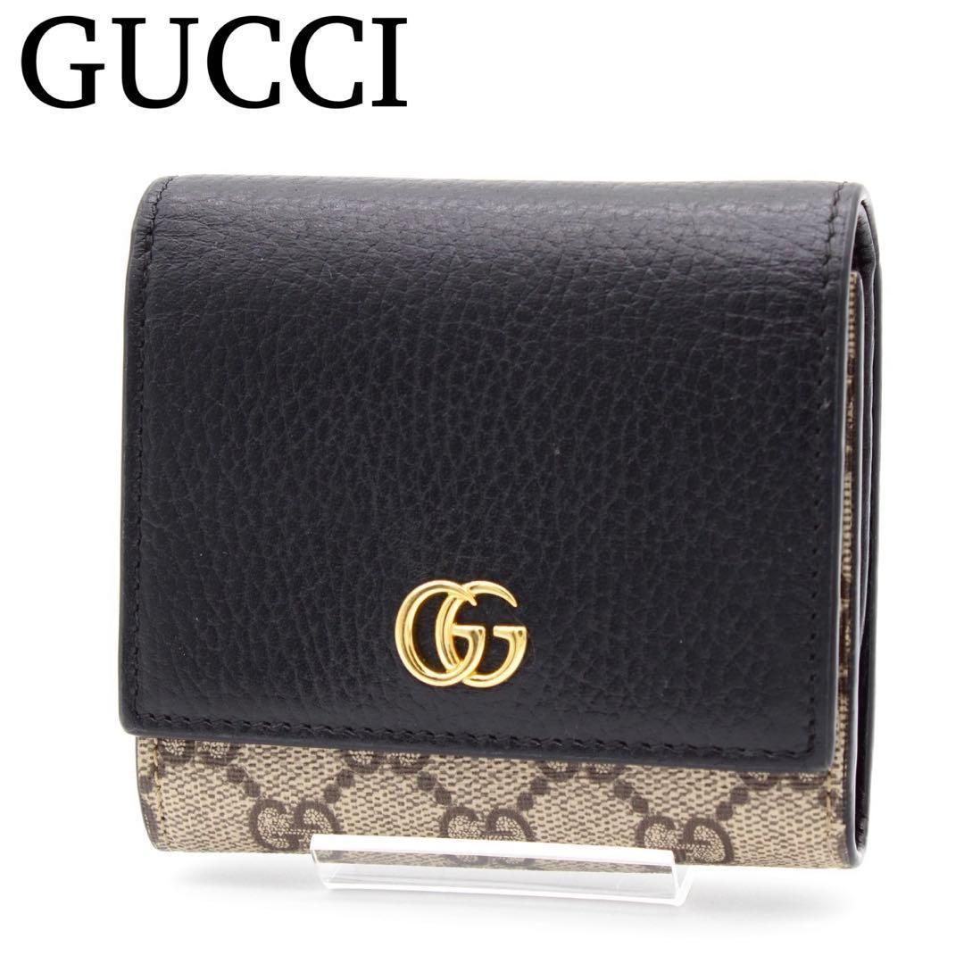 極美品】GUCCI GGスプリーム GGマーモント 二つ折り財布 バイカラー