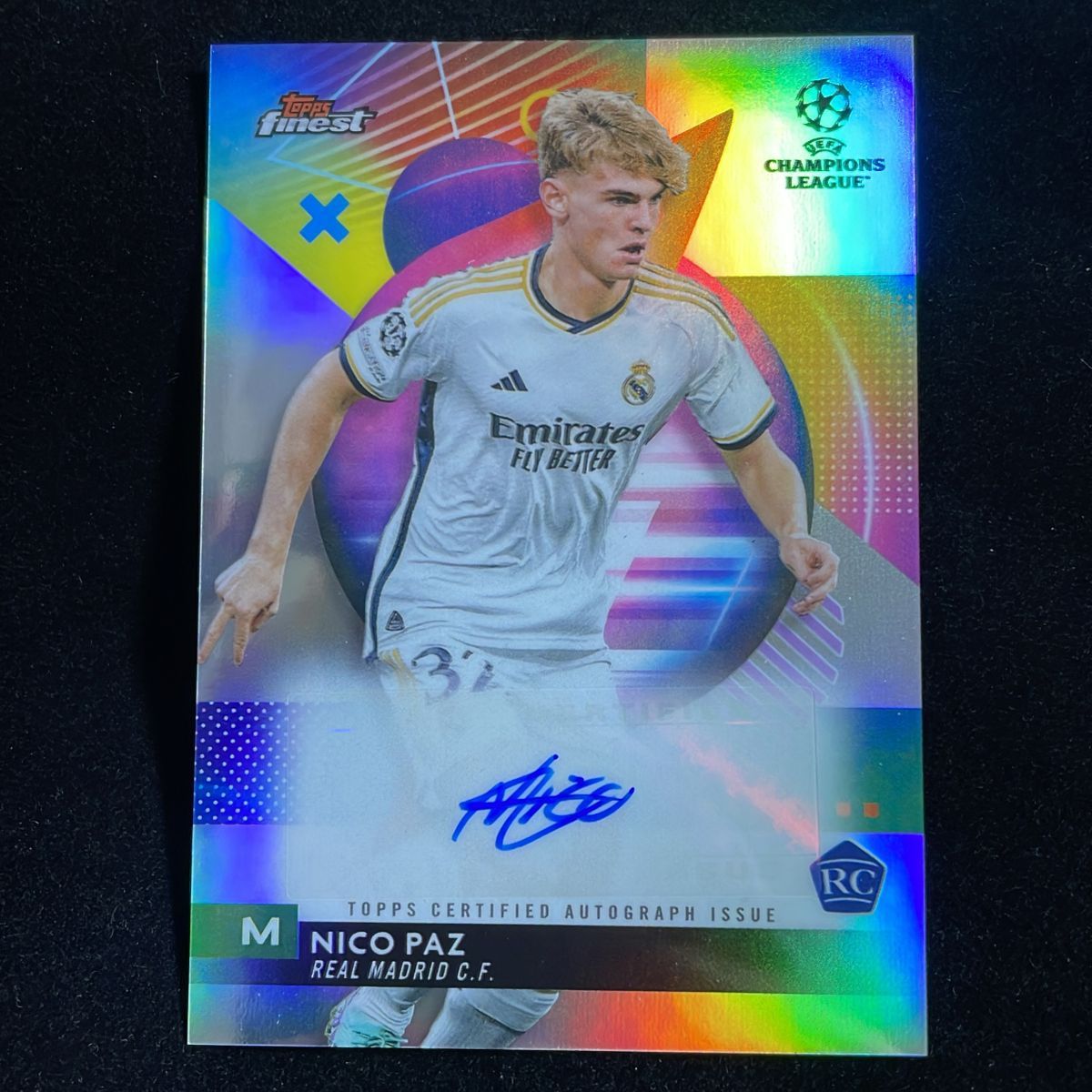Nico Paz ニコ・パス Topps Finest UEFA 2023-24 RC ルーキーカード Refractor Auto 直筆 サイン Real Madrid