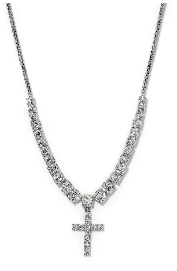 ナディール レディース アクセサリー ネックレス・チョーカー レース Nadri Astrid Cross Frontal Necklace RHODIUM
