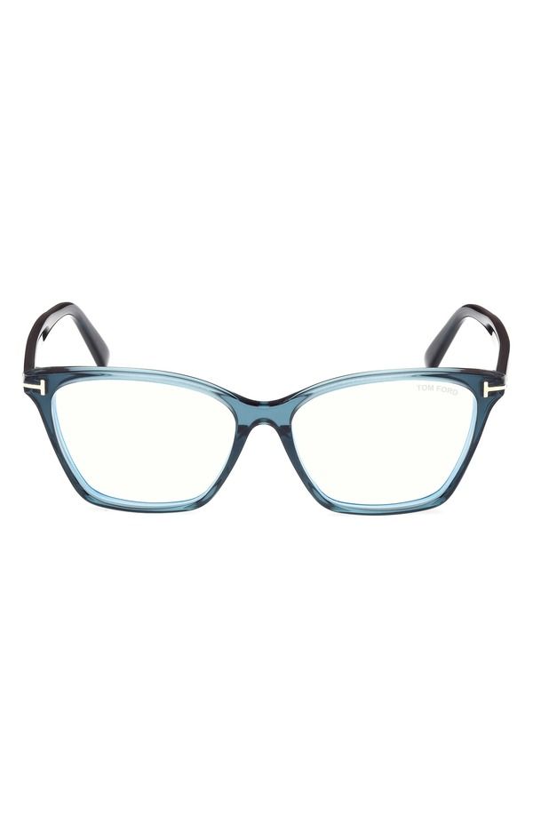 トム・フォード レディース アクセサリー サングラス・アイウェア TOM FORD 56mm Cat Eye Blue Light Blocking Optical Glasses TEAL T LO