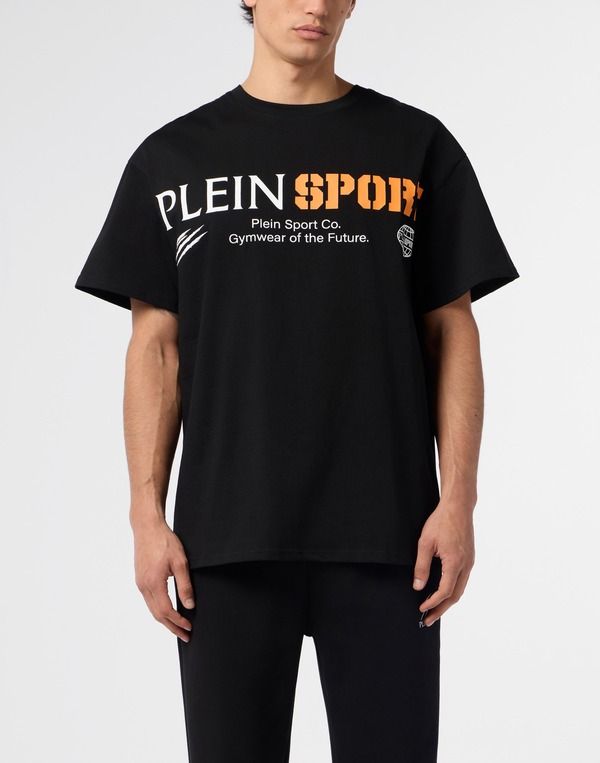 プレイン スポーツ メンズ トップス Tシャツ ロゴ PLEIN SPORT Round Neck TShirt Chest Logo Men blackorange ブラック