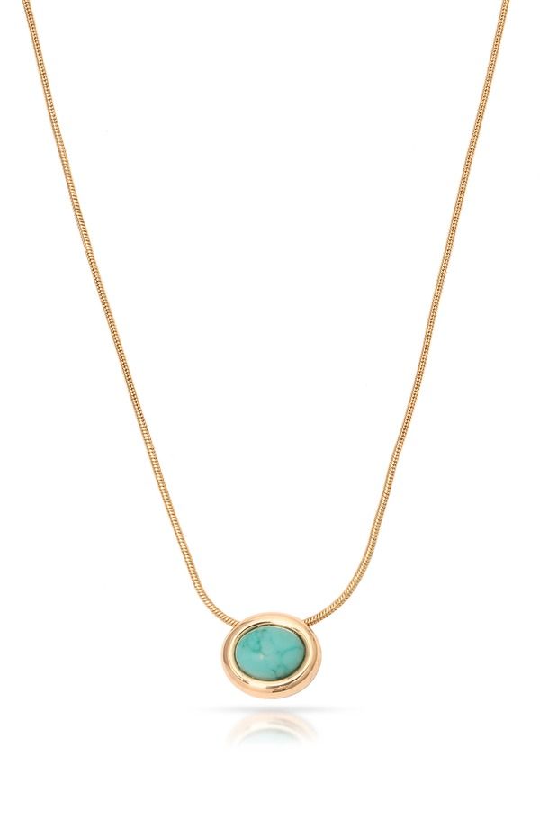 エティカ レディース アクセサリー ネックレス・チョーカー レース Ettika Semiprecioustone Pendant Necklace TURQUOISE GOLD ターコイズ