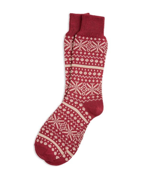 ケルティックアンドコー メンズ アンダーウェア 靴下 Celtic Co Fair Isle Sock MERLOT OATMEAL オートミール