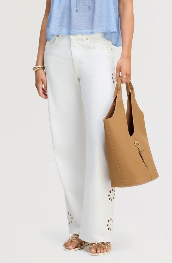 サムエデルマン レディース ボトムス デニムパンツ ワイドレッグ カットアウト ジーンズ Sam Edelman Cutout Wide Leg Jeans ECRU エクリュ
