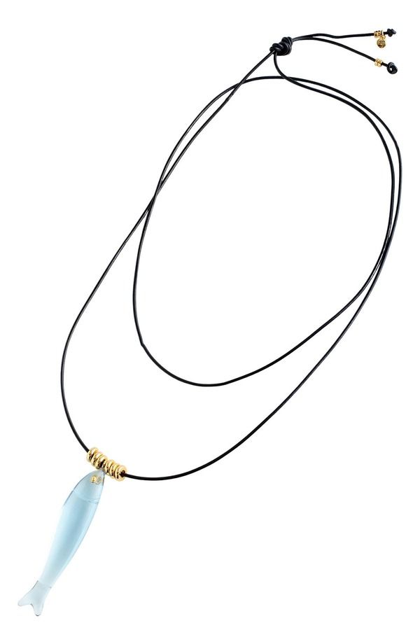 メイドウェル レディース アクセサリー ネックレス・チョーカー レース レザー Madewell Fish Charm Leather Cord Necklace FROSTED SKY