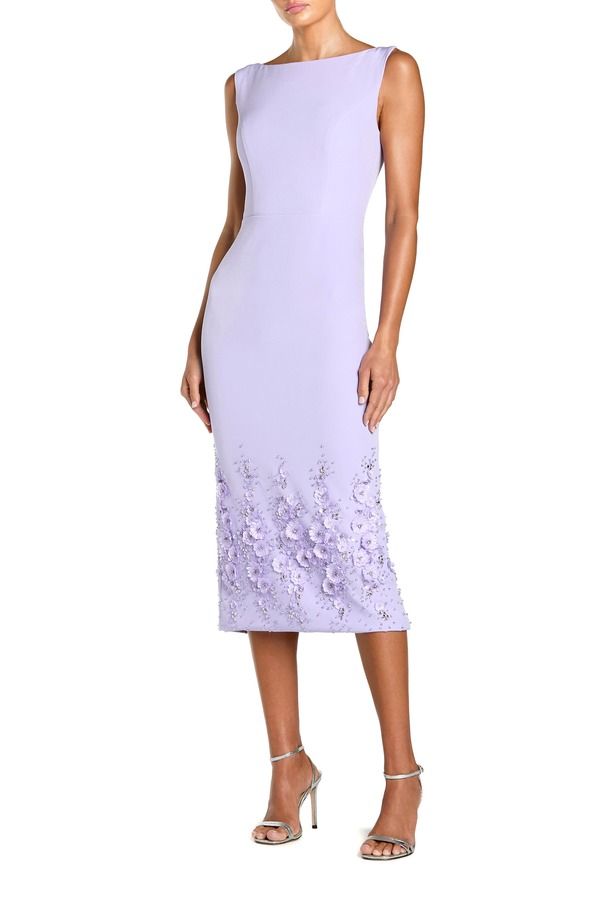 マックダガル レディース トップス ワンピース クレープ フラワー柄 ミディ ノースリーブ フラワー Mac Duggal Crepe Sleeveless Floral Beaded Midi Dr