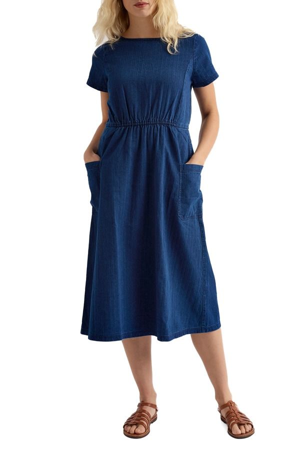 シーソルトコーンウォール レディース トップス ワンピース ミディ コットン Seasalt Cornwall Haneth Organicotton Midi Dress MID WASH