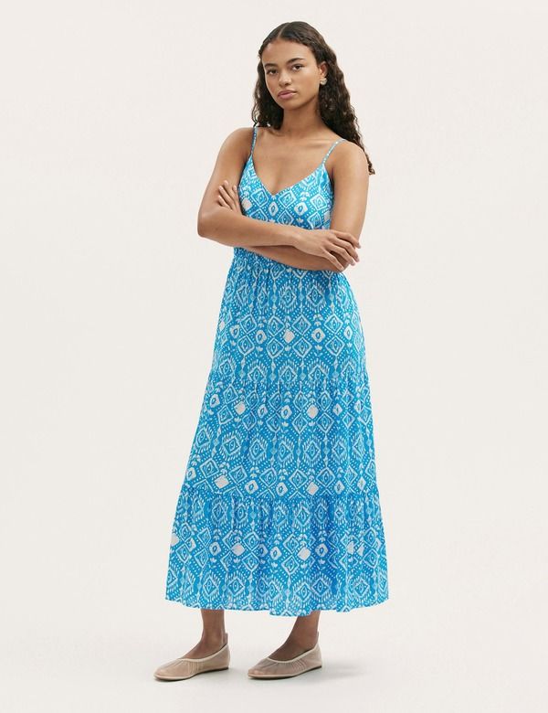 ファイナリー ロンドン レディース ボトムス カジュアルパンツ ティアード ミディ コットン Finery London Emmie Cotton Strappy Midi Tieredress Bl