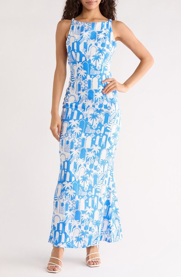 シュガーリップス レディース トップス ワンピース オープンバック マキシ SUGARLIPS Mizie Open Back Maxi Dress WHITEBLUE ホワイト