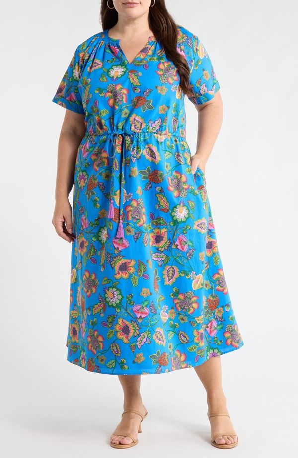 シュガーリップス レディース トップス ワンピース フラワー柄 プラスサイズ ミディ フラワー SUGARLIPS Anabelle Floral Fatima Midi Dress Plus BLU