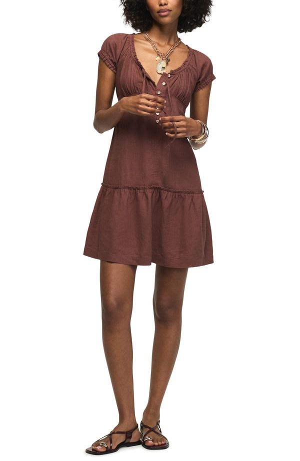 ラッキーブランド レディース ボトムス カジュアルパンツ ミニワンピース ミニ Lucky Brand Market Short Sleeve Minidress MARRON