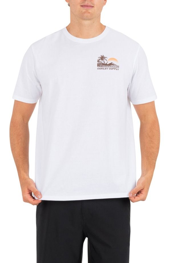 ハーレー メンズ トップス Tシャツ コットン キャップ ケープ グラフィック Hurley Island Scape Cotton Graphic TShirt WHITE ホワイト