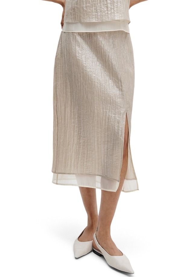 ラグアンドボーン レディース ボトムスカート ミディ トール rag bone Suki Metallic Midi Skirt BEIGE ベージュ 70,290円