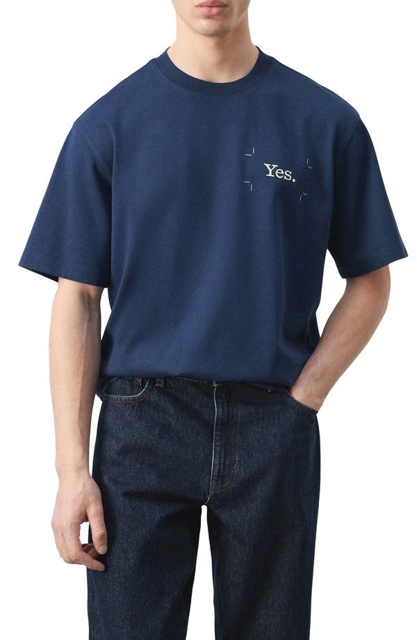 マンゴ メンズ トップス Tシャツ グラフィック MANGO x Fantastic Man Yes Graphic TShirt INK BLUE ブルー