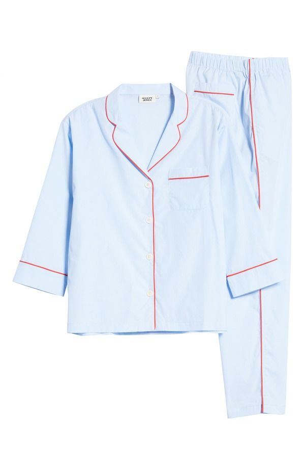 スリーピージョンズ レディース アンダーウェア ナイトウェア コットン Sleepy Jones Marina End on End Cotton Pajamas BLUE ブルー