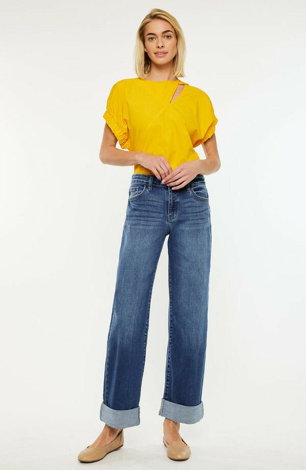 カンクン レディース ボトムス デニムパンツ ワイドレッグ ジーンズ KanCan Ivanna Essentials High Rise Wide Leg Jeans Medium Wash