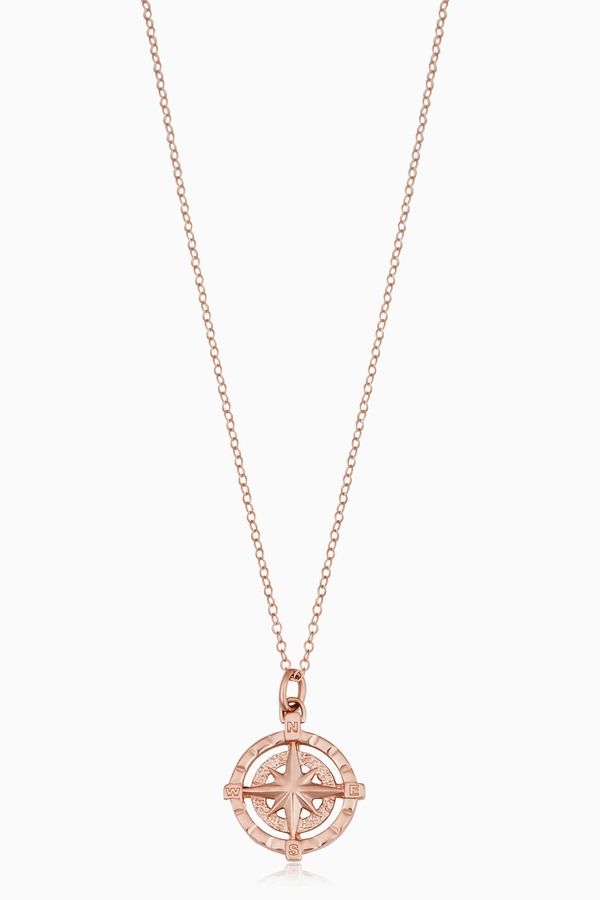 オラディナ レディース アクセサリー ネックレス・チョーカー レース Oradina 14K Gold Compass Rose Pendant Necklace Rose Gold ゴールド