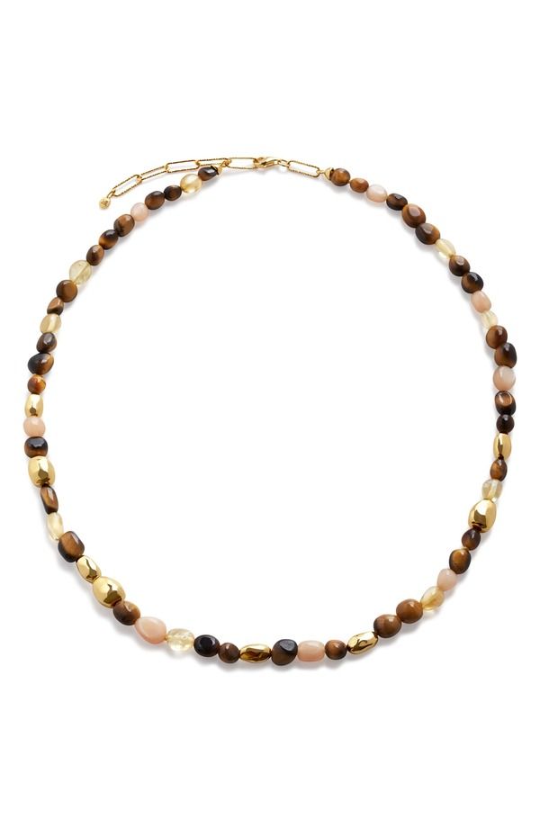 モニカヴィナダー レディース アクセサリー ネックレス・チョーカー レース Monica Vinader Beaded Stonecklace 18CT GOLD VERMEIL TIGERS EYE
