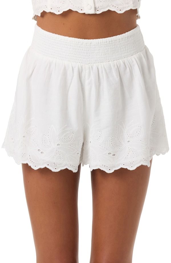 オニール レディース ボトムス ハーフパンツ・ショーツ ショートパンツ ONeill Annaleeyelet Waist Shorts WHITE ホワイト