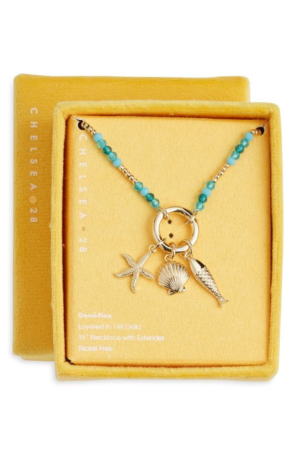 チェルシー 28 レディース アクセサリー ネックレス・チョーカー レース Chelsea28 Gift Boxedemi Fine Bead Fish Charm Necklace TURQUOIS