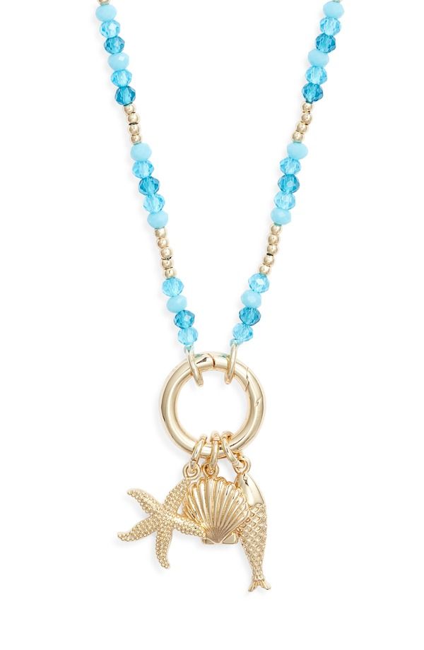 チェルシー 28 レディース アクセサリー ネックレス・チョーカー レース Chelsea28 Gift Boxedemi Fine Bead Fish Charm Necklace TURQUOIS