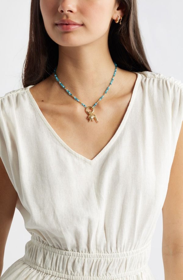 チェルシー 28 レディース アクセサリー ネックレス・チョーカー レース Chelsea28 Gift Boxedemi Fine Bead Fish Charm Necklace TURQUOIS