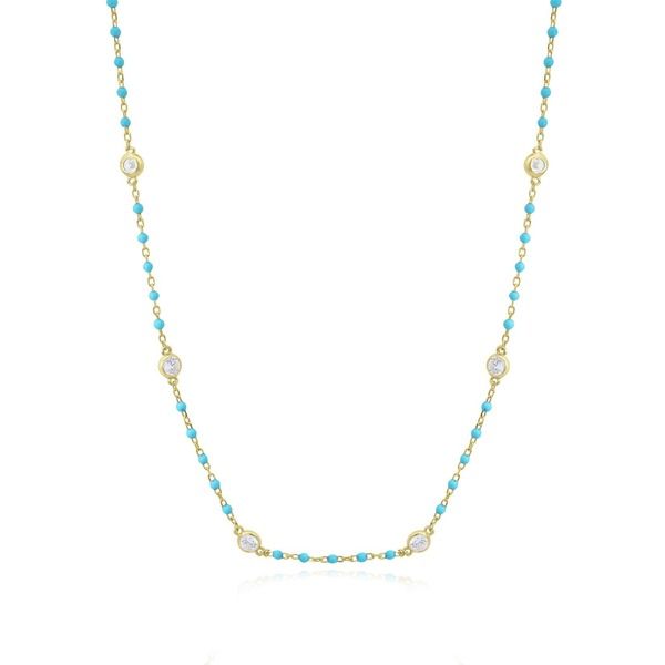 ザラブリー ファインジュエリー レディース アクセサリー ネックレス・チョーカー レース The Lovery Fine Jewelry Light Blue Bead CZ Chainecklace