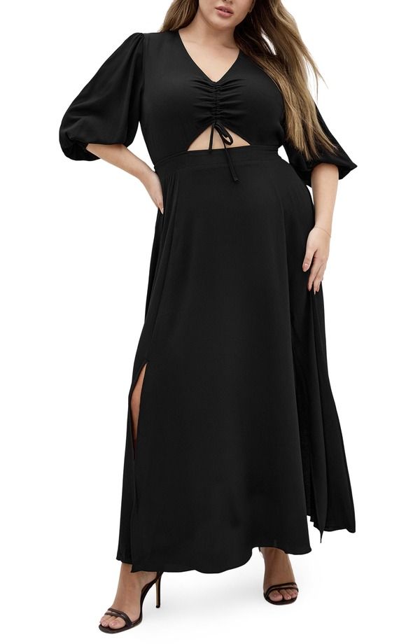 シティーシック レディース トップス ワンピース プラスサイズ マキシ City Chic Jolene Maxi Dress Plus BLACK ブラック