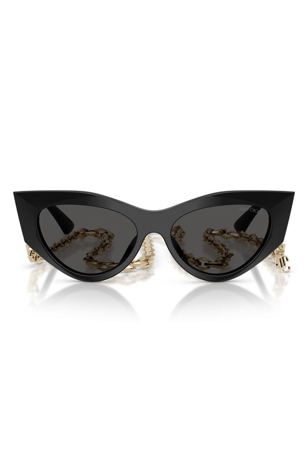 ジミーチュー レディース アクセサリー サングラス・アイウェア Jimmy Choo 53mm Cat Eye Sunglasses with Embellished Chain BLACK DARK